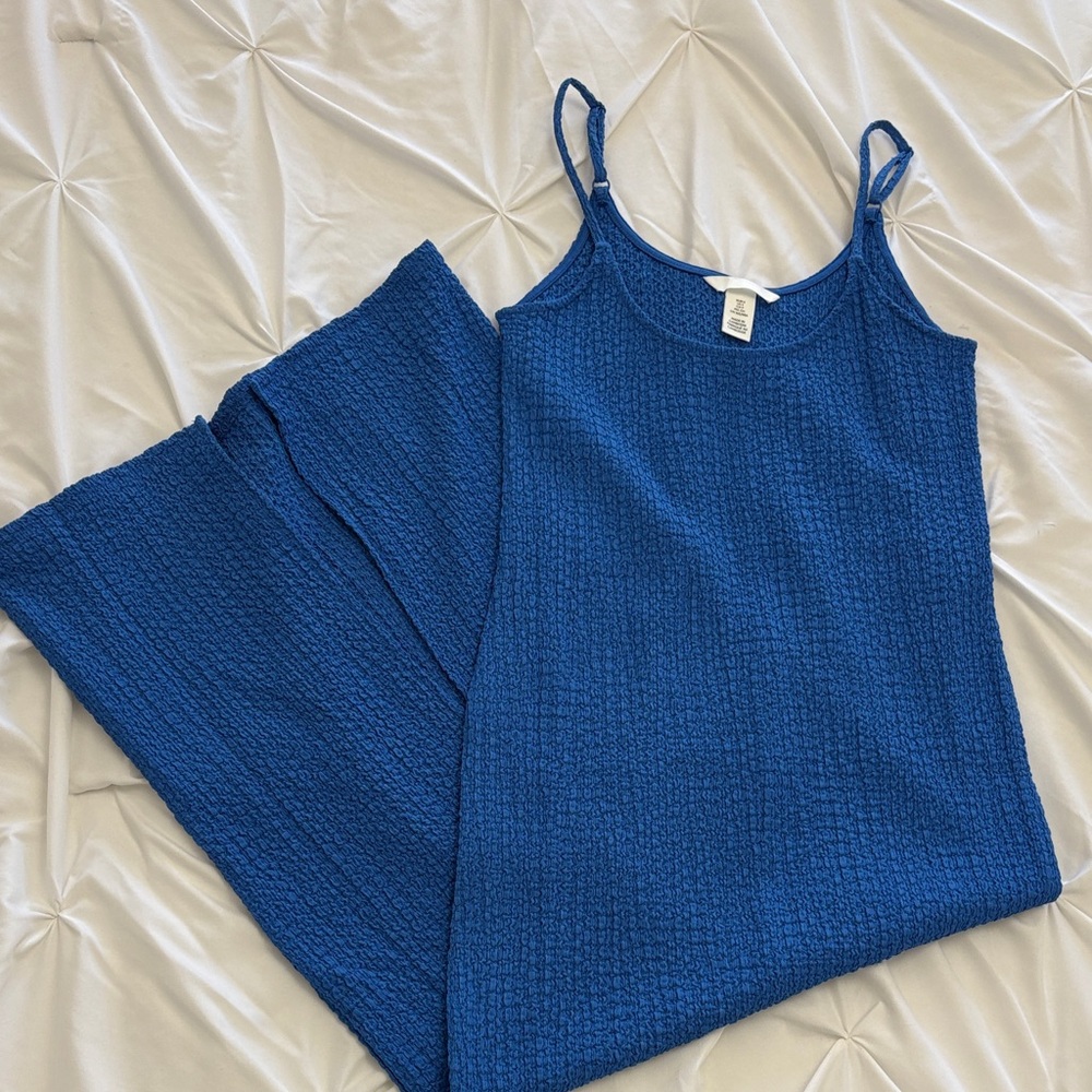 Royal Blue Crinkle Maxi Dress